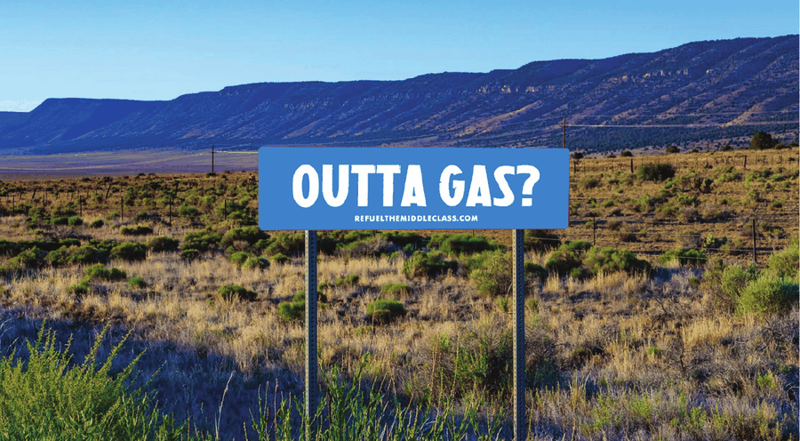 Animated Burma-Shave style Refuel The Middle Class roadside campaign