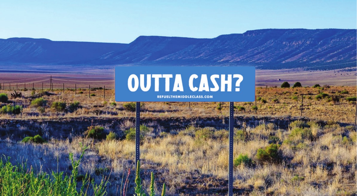Outta Cash roadside campaign sign
