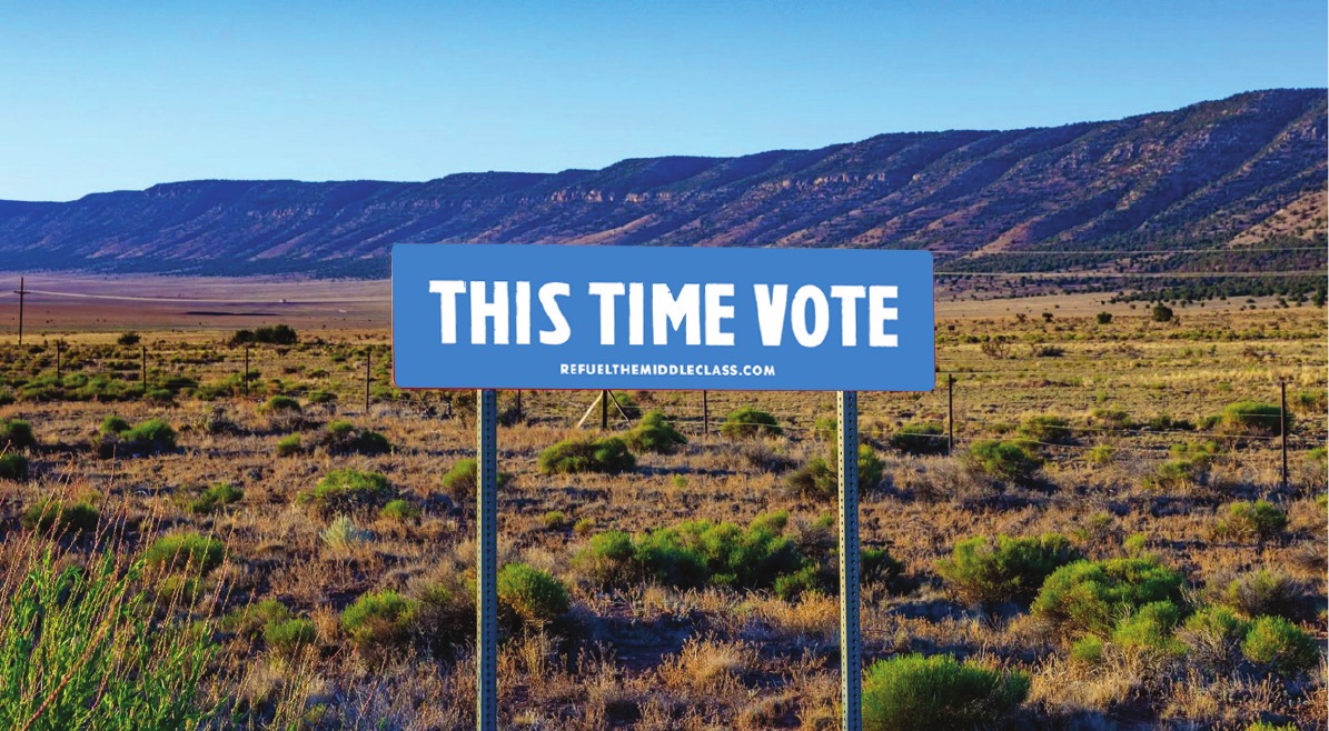 This Time Vote roadside campaign sign